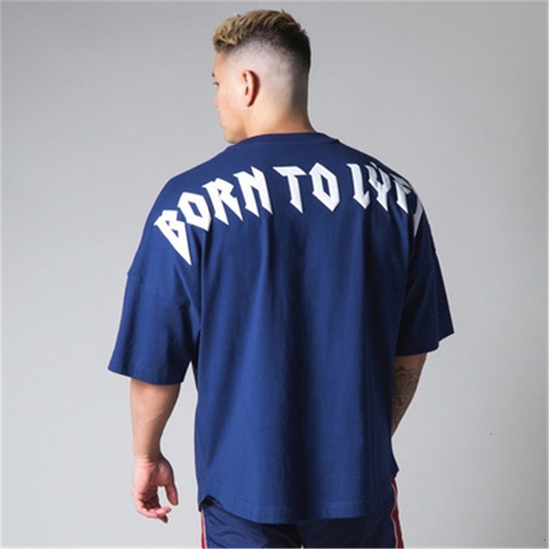 Men's T-Shirts Men's Cotton Black Short Sleeve Gym Fitness Oversized T-Shirt Summer Fashion Loose Casual Men's Shirt Sports Short Sle