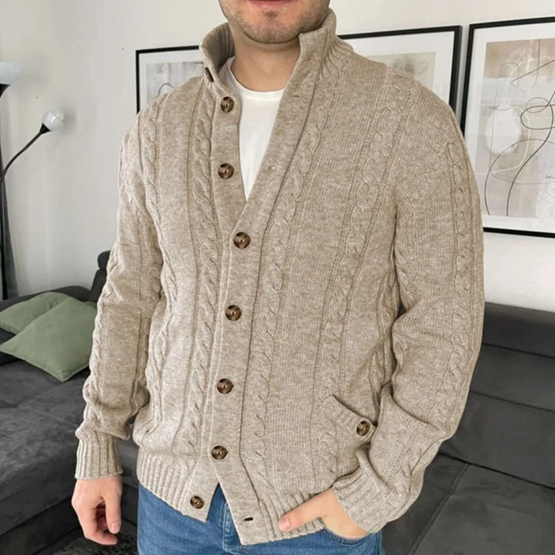 Winter Men Knitted Sweater Stand Collar Cardigans Man Casual Sweatshirt Fashion Coat Jacket Knit Cardigan Jumper Mens Clothes 240123