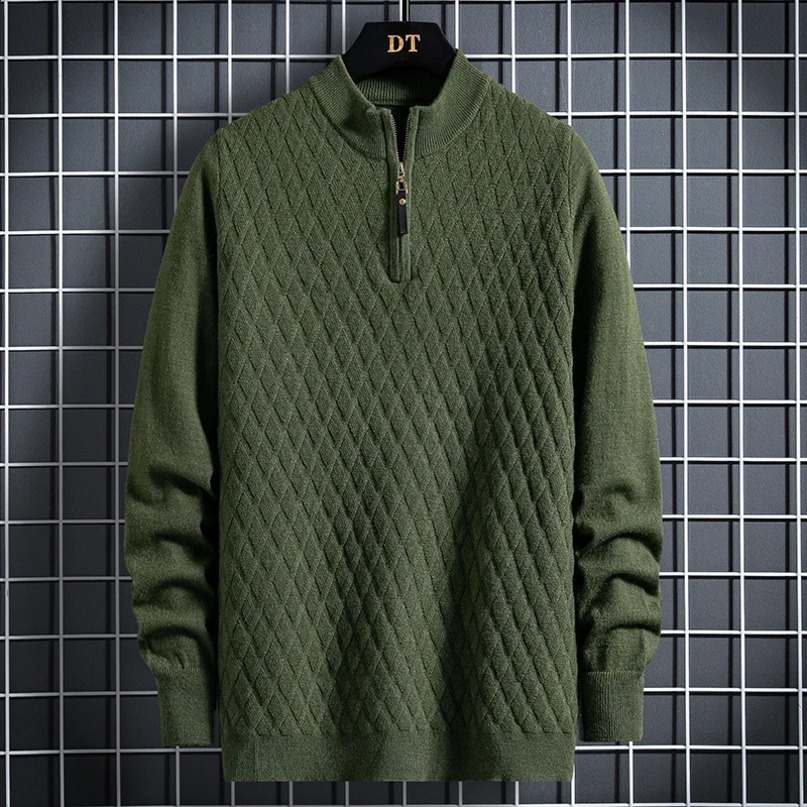 Mens Sweaters Autumn Winter Solid Color Pullover Longsleeve Quarterzip Knitwear Casual Loose Man Knitted Sweater 231214