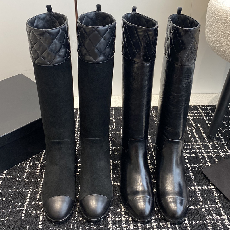 4cm chunky heels designer boots woman knee high boots designer womens boots Knight Boots fall winter boots suede Quilted leather 25ss new slip on ta
