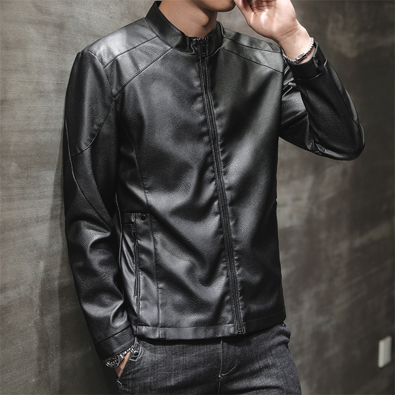Men's Jackets Autumn and Winter Fleece Slim Leather Jacket Black Gray Khaki PU Motorcycle Leather Jackets Mens Business Trendy Clothing 230816