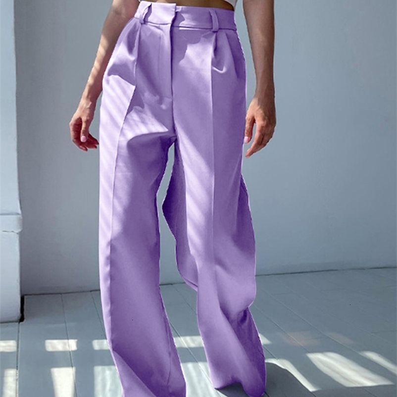 Women's Pants Capris Women High Waist Pants Casual Loose Office Lady Trousers Spring Summer Fashion Solid Wide Leg Floor-Length Pants Female 23