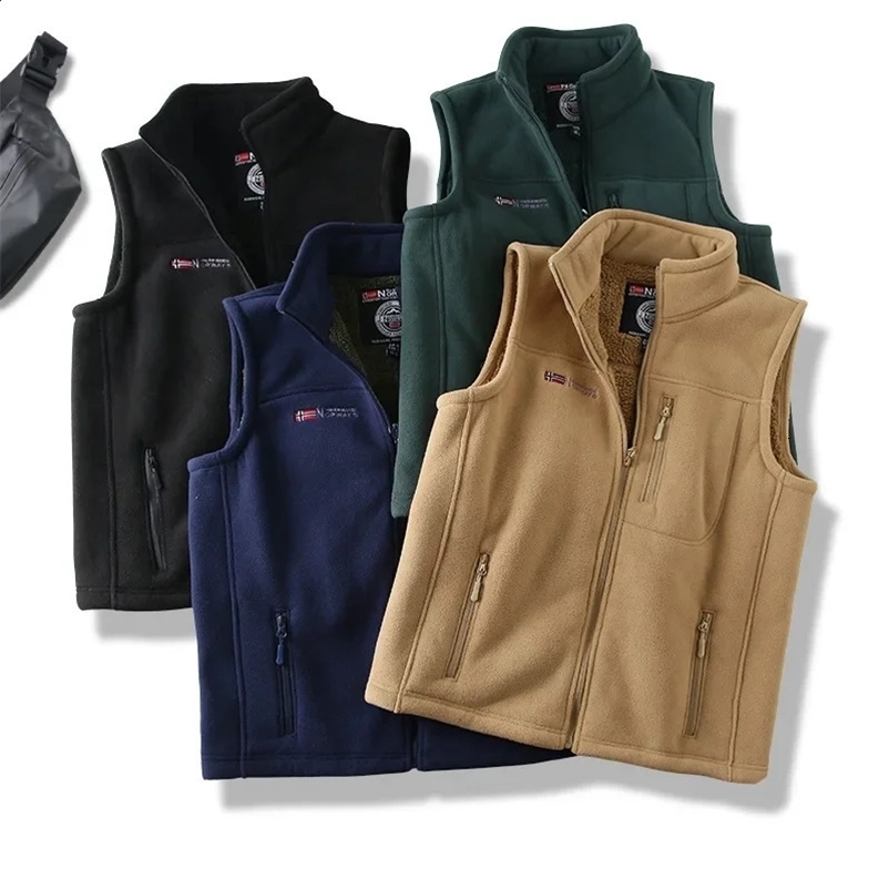 Sleeveless jacket winter mens wool vest mens thick waisted coat casual jacket soft shell vest mens clothing 240927