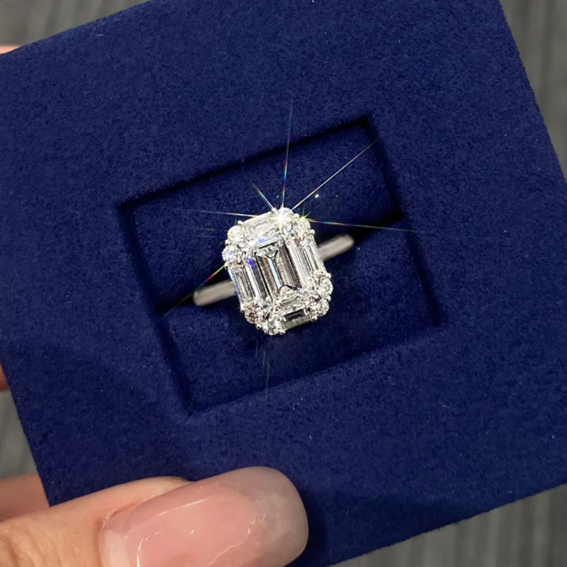 2025 Ins Top Sell Sweet Cute Women Fashion Jewelry Bright Genuine 100% 925 Sterling Silver T Princess Cut Lab Moissanite Diamond Eternity Wedding Ba