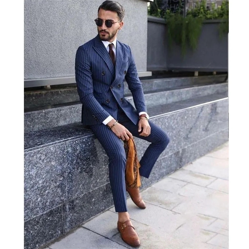 Formal striped mens regular set 3-piece jacket vest pants set top lapel striped tailcoat for weddings and high-quality 241111