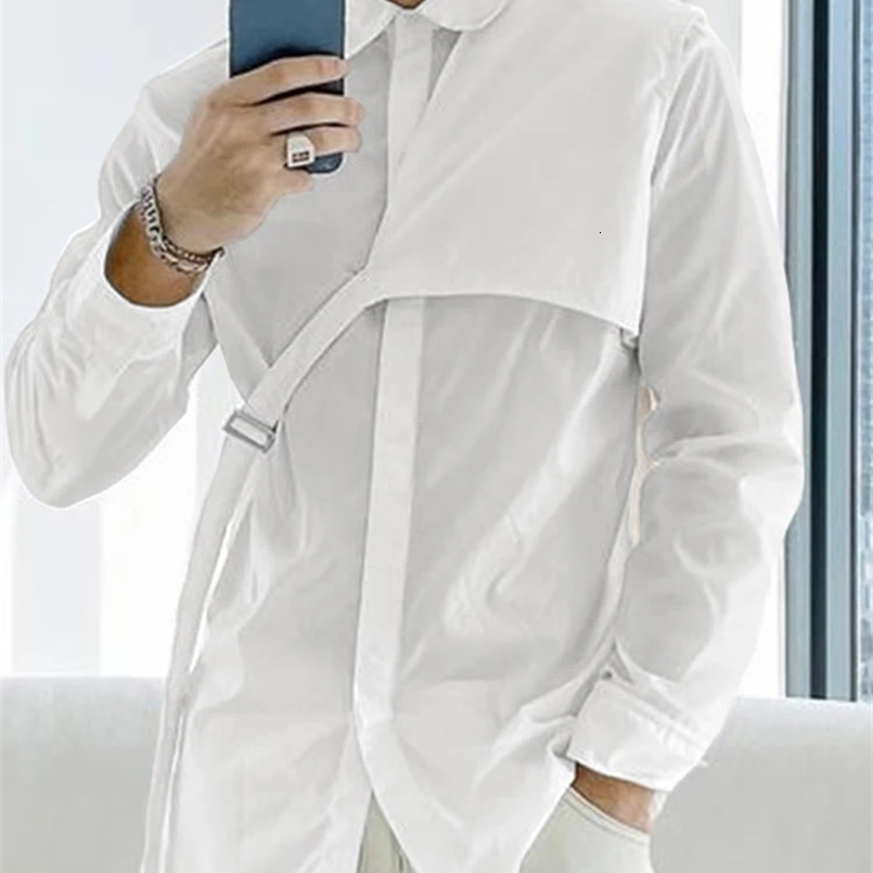 Fashion Men Shirt Lapel Long Sleeve Solid Color Streetwear Korean Casual Irregular Shirts Men Leisure Camisas S-5XL INCERUN 240921