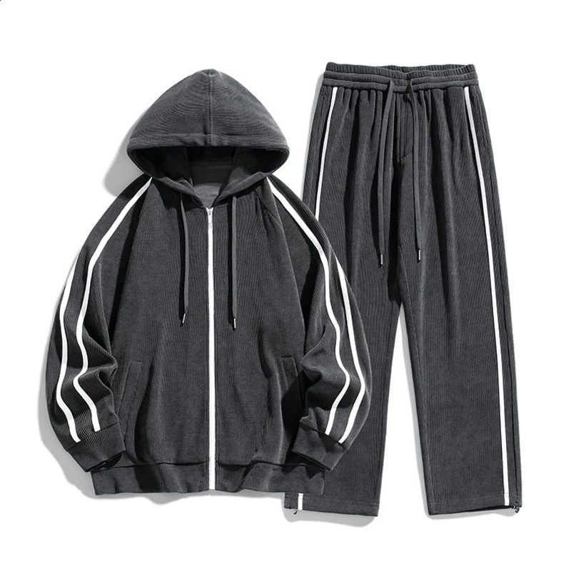 Autumn Corduroy Mens Tracksuits Sweatshirt Pants Set 2pics Hoodie Men Streetwear Jogger Suits Sport Jogging Loose Plus Size 8xl 241122