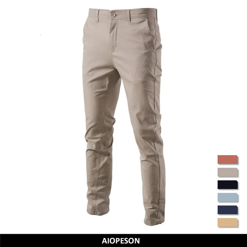 AIOPESON Casual Cotton Men Trousers Solid Color Slim Fit Mens Pants Spring Autumn High Quality Classic Business 240411