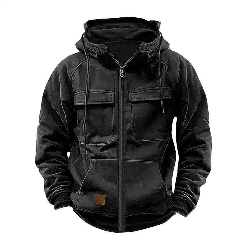 Mens Autumn Daily Zipper Open Fleece Sweater Printed Hoodie Gothic Harajuku Hip Hop Retro Black Pullover Y2k Streetwear Unisex 240911