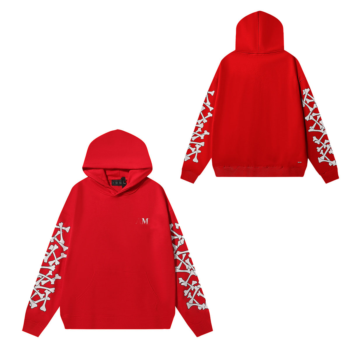 High Quality Mens Pure Cotton Foaming Shirt Bone Printed Graphic Hoodie Jacket Womens Pullover Casual Loose Hood Coat