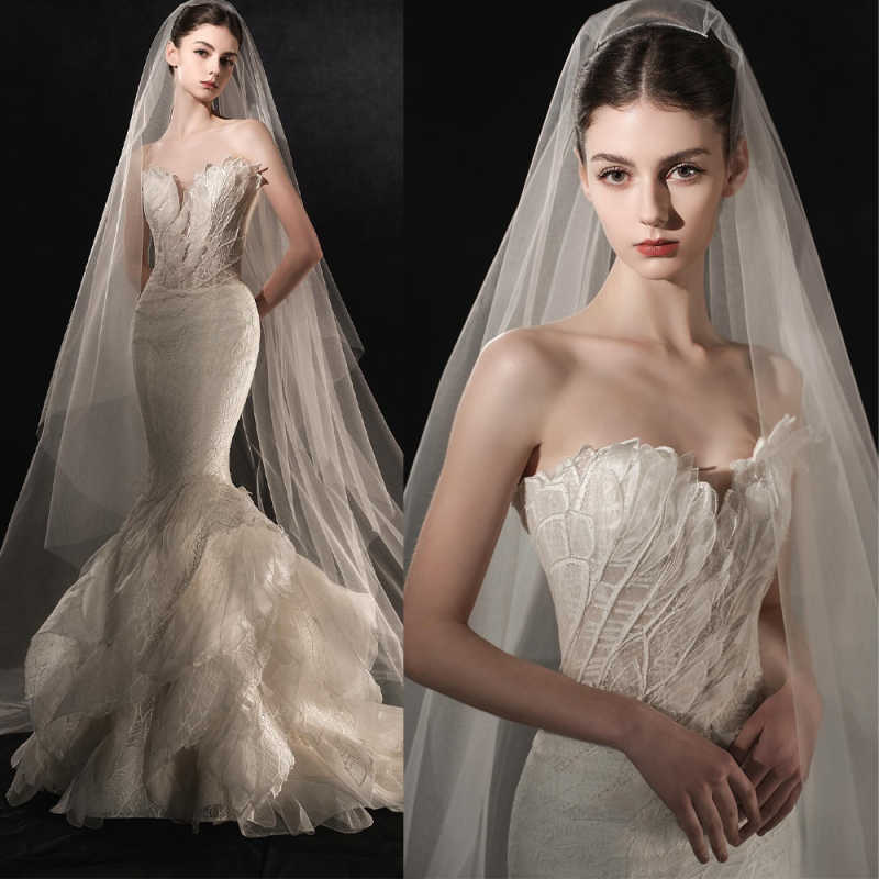 High-end Customized Sexy Glamorous Mermaid Off White Tulle Wedding Dress Corset Sweetheart Princess Bridal Gowns Customized Plus Size Bridal Gown Ve