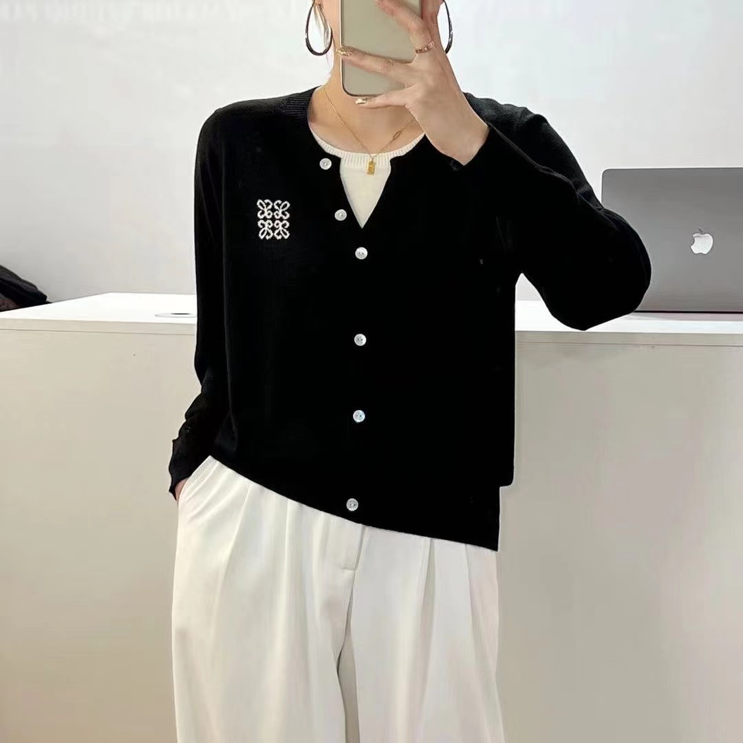 Autumn and winter new knitted long-sleeved small fragrance lapel leisure letter jacquard embroidered blouse88