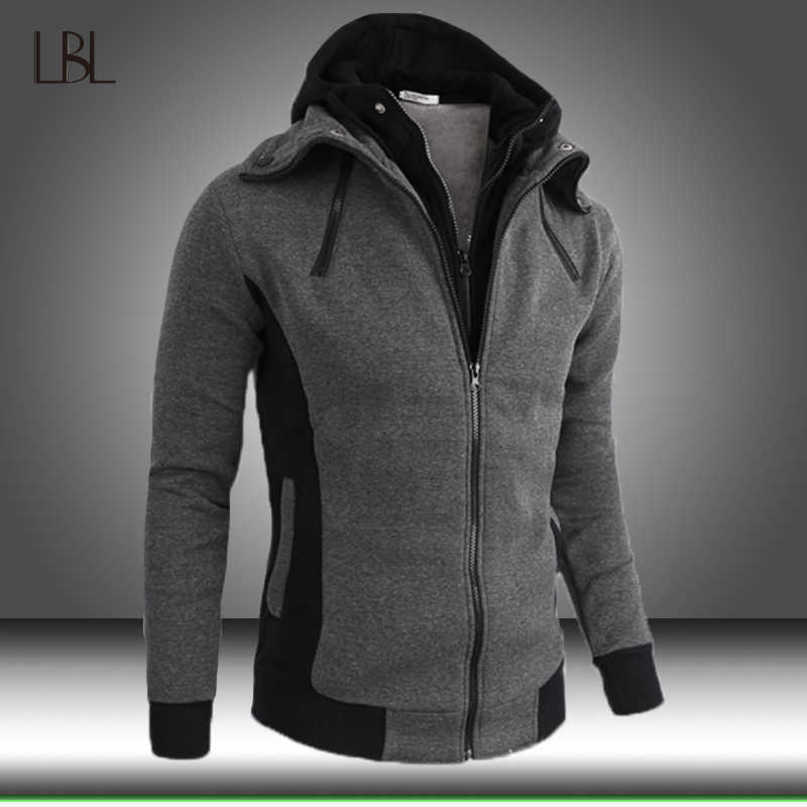 Zipper Warm Fleece Hoodies Men Autumn Winter Casual Patchwork Hoody Sweatshirts Mens Hip Hop Streetwear Male Pullover Hood Coats 210720