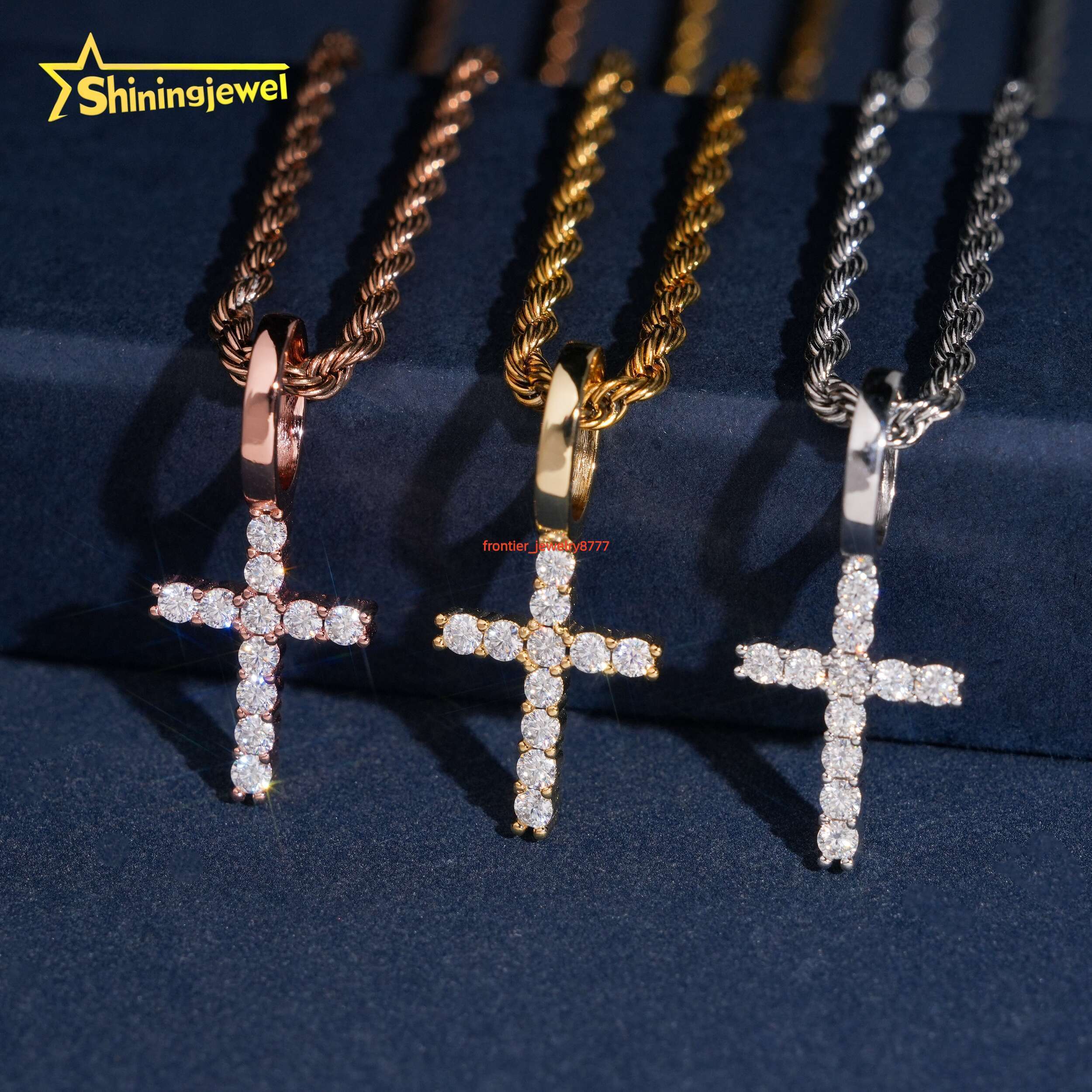 Hip Hop Jewelry Iced Out Cross Pendants Moissanite Hip Hop Pendants Solid 925 Sterling Silver Cross Pendant GRA Certificate