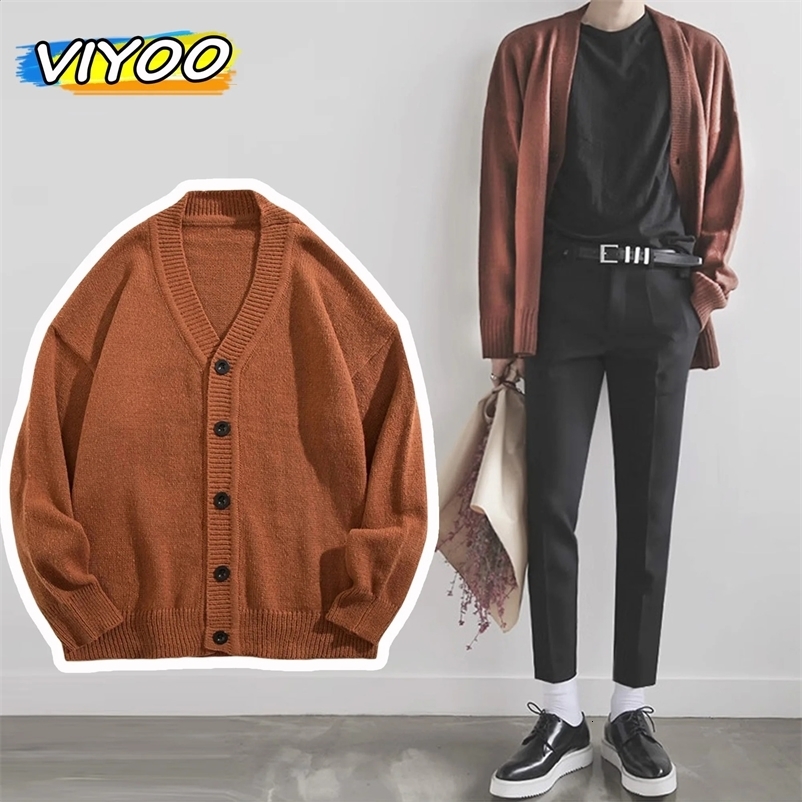 Mens winter knitted brown Y2K knitted top cardigan shirt Buton Korean autumn clothing womens street clothing sportswear jumping mens style 241007