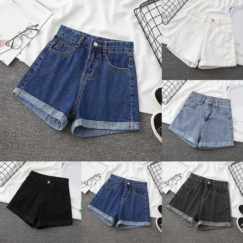Donne a metà vita Flare casual Shorts in denim mini jeans pantaloni corti mujer primavera estate largo sciolta cortos cortos streetwear 240529
