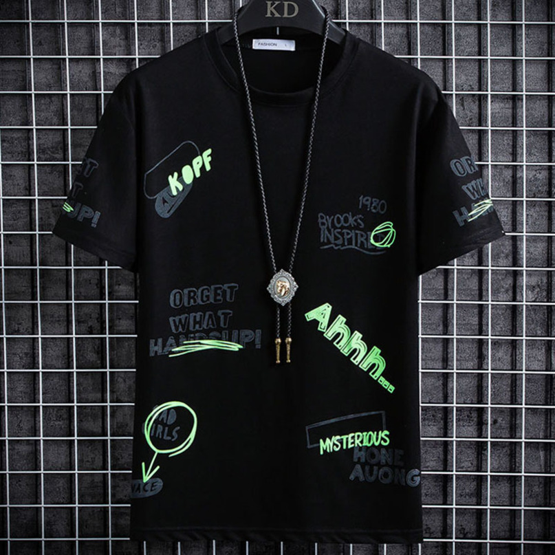 Casual Men T-shirts Tees New Tops O-Neck Cotton loose summer printed 3 colors short sleeves High Quality coat Size M-3XL 210225