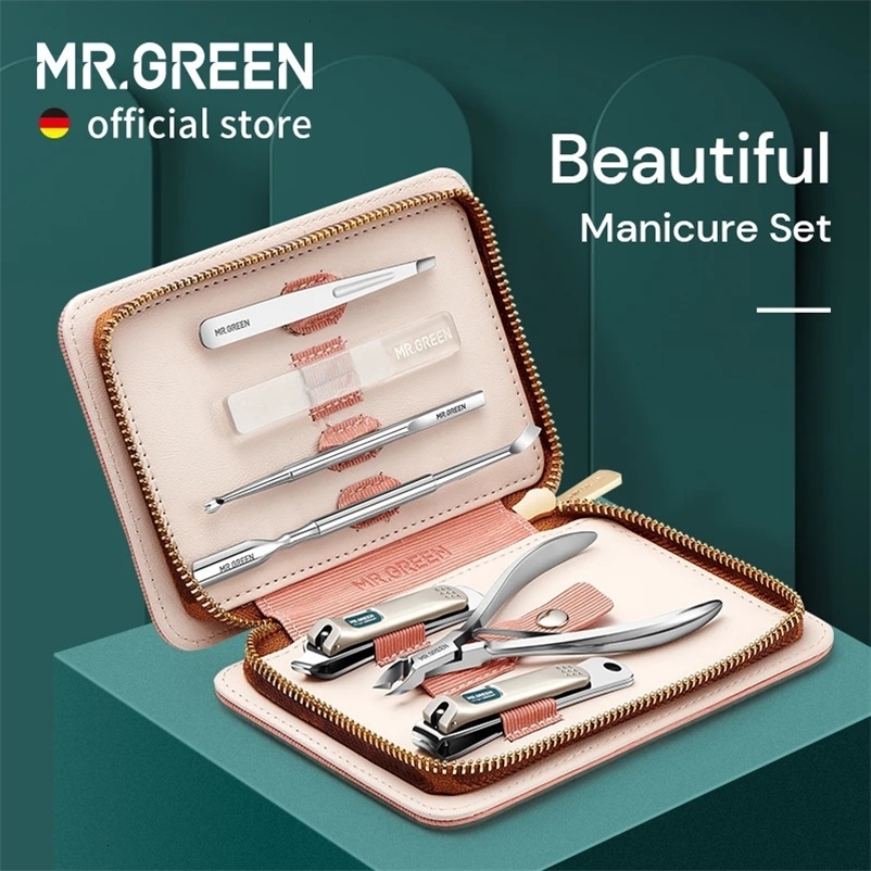 MR.GREEN Manicure Set Foot Set Nail Clipper Tool Stainless Steel Professional Nail Clipper Tool Travel Box Set 7-in-1 240518bj