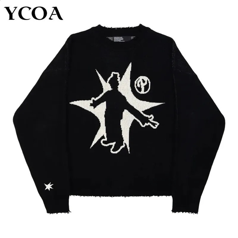 Men's Sweaters Men's Winter Sweater Pullovers Knit Long Sleeve Tops Hip Hop Korean Fashion Harajuku Jumper Gorhic Coat Y2k Streetwear Clot