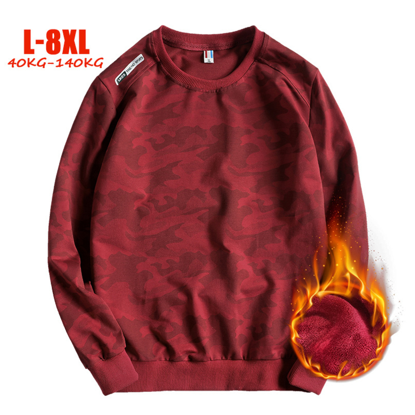 Oversize Hoodie Sweatshirts Crewneck Men Xxxxl Hoodie Fleece Jackets Mens 4XL 5XL 6XL 7XL 8XL Size Big Male Winter Warm Hoodie 210518