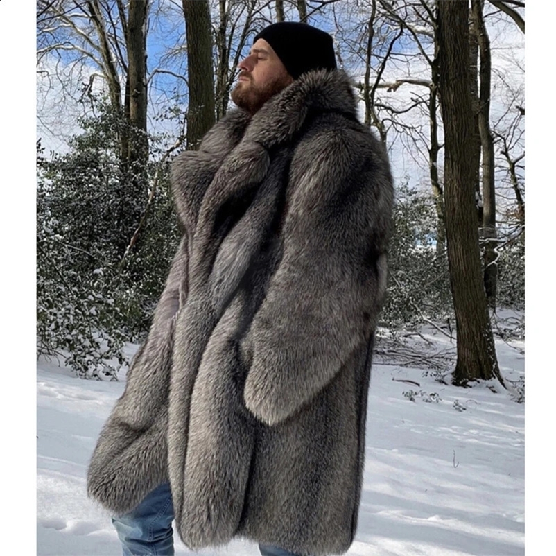 Bontjas voor heren, lange nertsjas, grote maat winter, dik en warm windjack 240924CJ