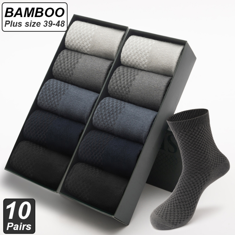 Mens Socks 10PairsLot Bamboo Fiber Long Black Business Soft Breathable High Quality Autumn for Male Plus Size 3948 221130