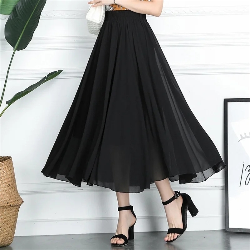 Casual and elegant Aline party beach Faldas Saia womens long skirt spring high waisted solid dress loose water bottle y250409Z
