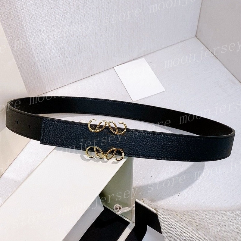 Fashion Designer Belts for Women with Square Metal Buckle Gold Silver Logo 20mm Width 25817 25807