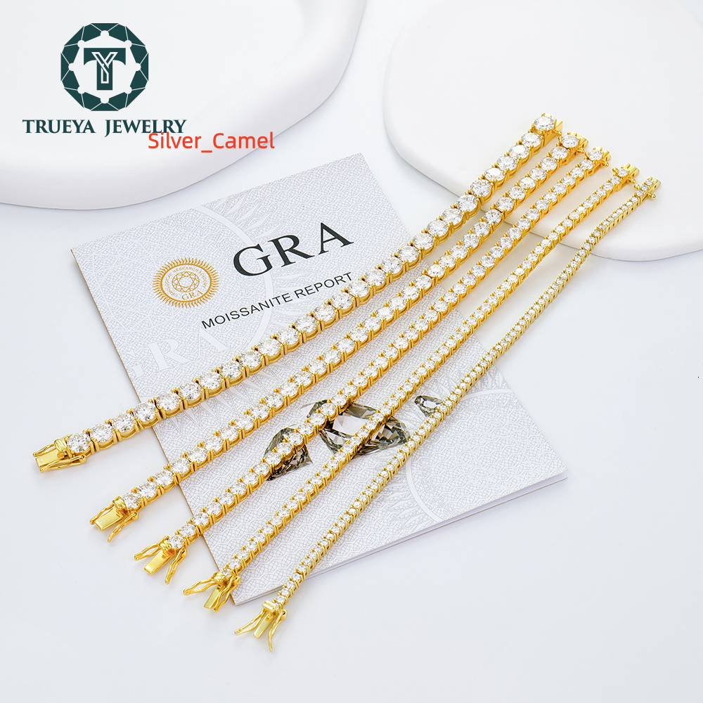 Factory Wholesale 2mm6mm Bracelet HipHop Jewelry 925 Sterling Silver D VVS Moissanite Diamond Tennis Chain Bracelet Gift