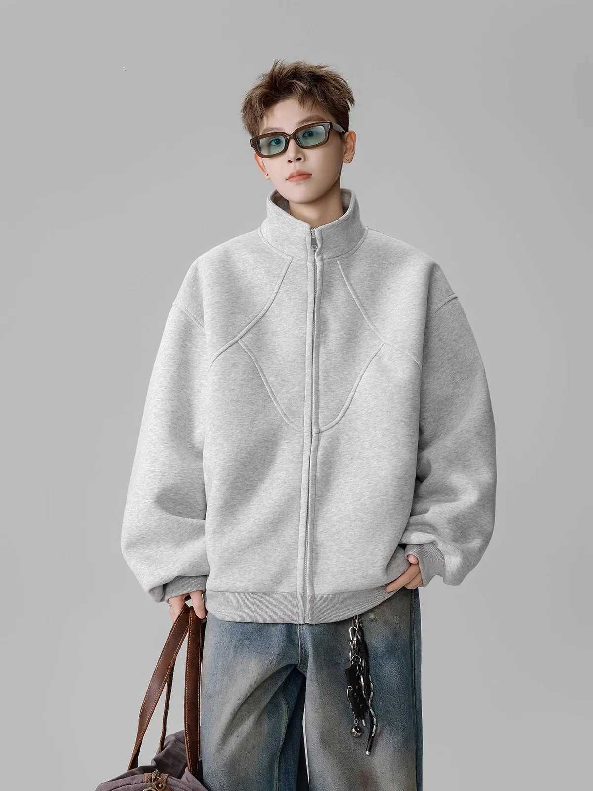 Heavy deconstruction of stand up collar hoodie mens spring fashion brand loose and casual silhouette irregular sports jacket X250925