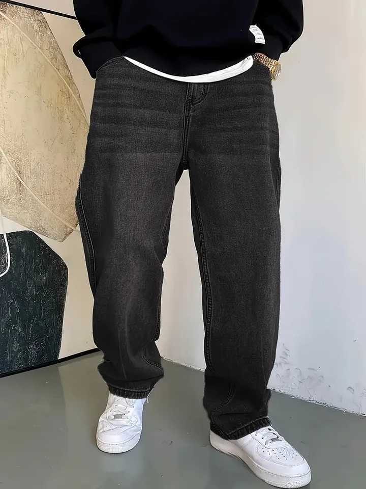 Mens Fashionable Light Blue Straight Leg Jeans Loose Fit Casual Trend HipHop Street Dance Inspired Skateboard Cycling Spo W250925
