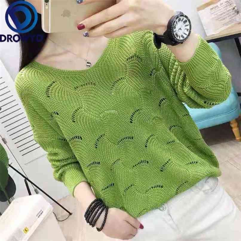 Fashion Pullovers Sexy Sweater Women Fall Soft Cotton Loose V-neck Knitted Thin Winter Korean Casual Simple Chic Tops 210917
