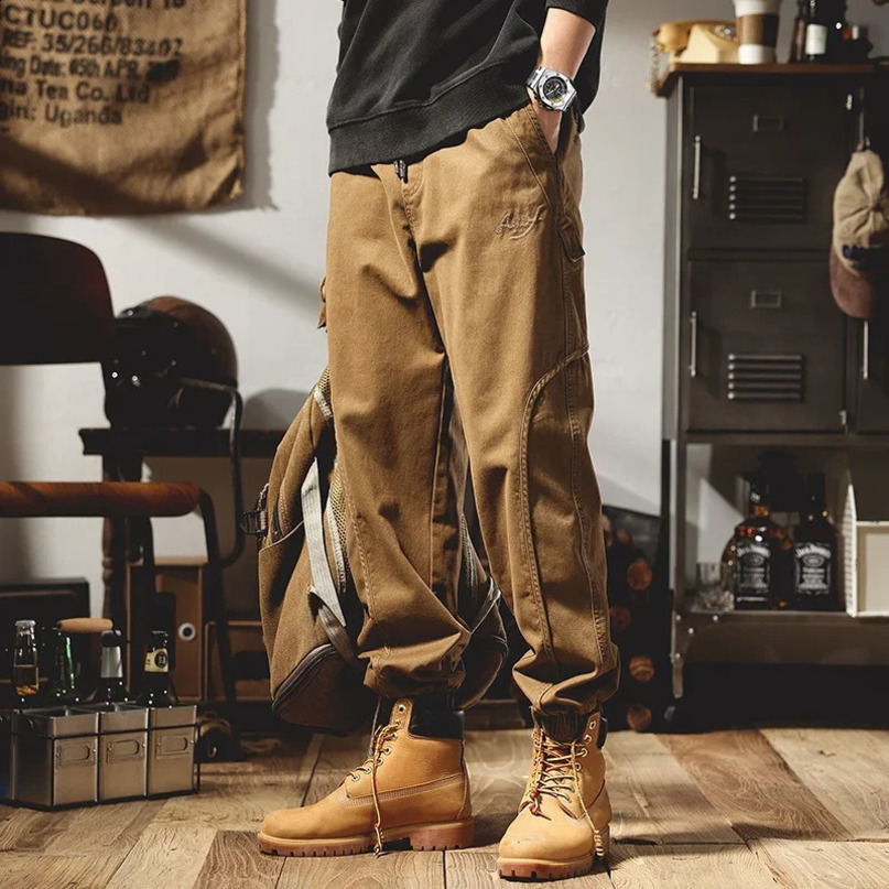 American Letter foam Printed City Tactical Goods Pants Mens Backpack Outdoor Jogging Autumn Street Clothing Pantalones Hombre 240816
