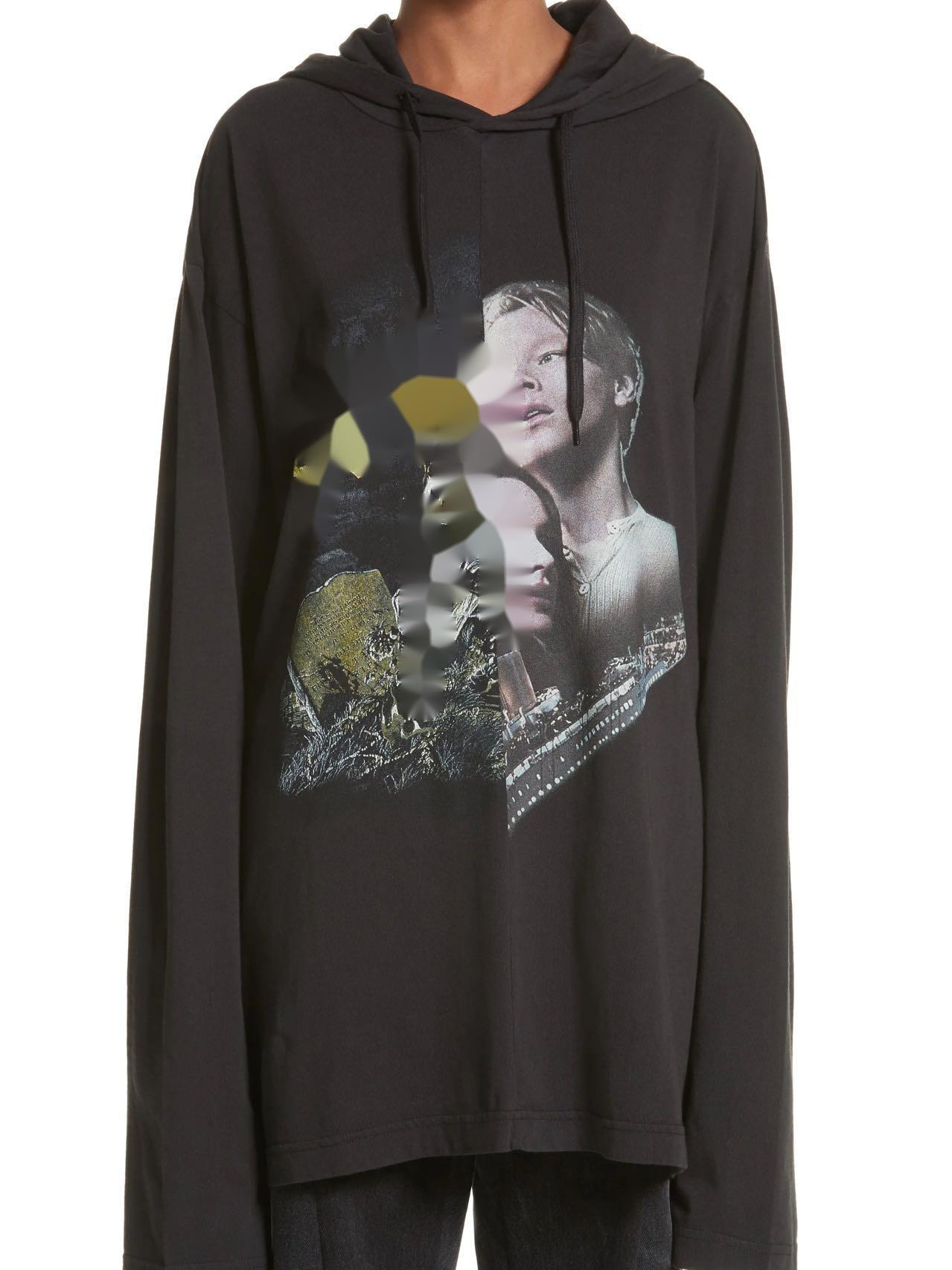 Men's Hoodies FW18 Oversized Titanic Split Unisex Hooded Loose Printed Sweatshirt Long Sleeve