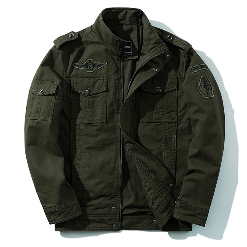 Mens Jackets Workwear Large Size Mens Wear Spring and Autumn Coat Cotton Washing Jacket with Epaulets Stand Collar Jacket Clothes 8331 220902
