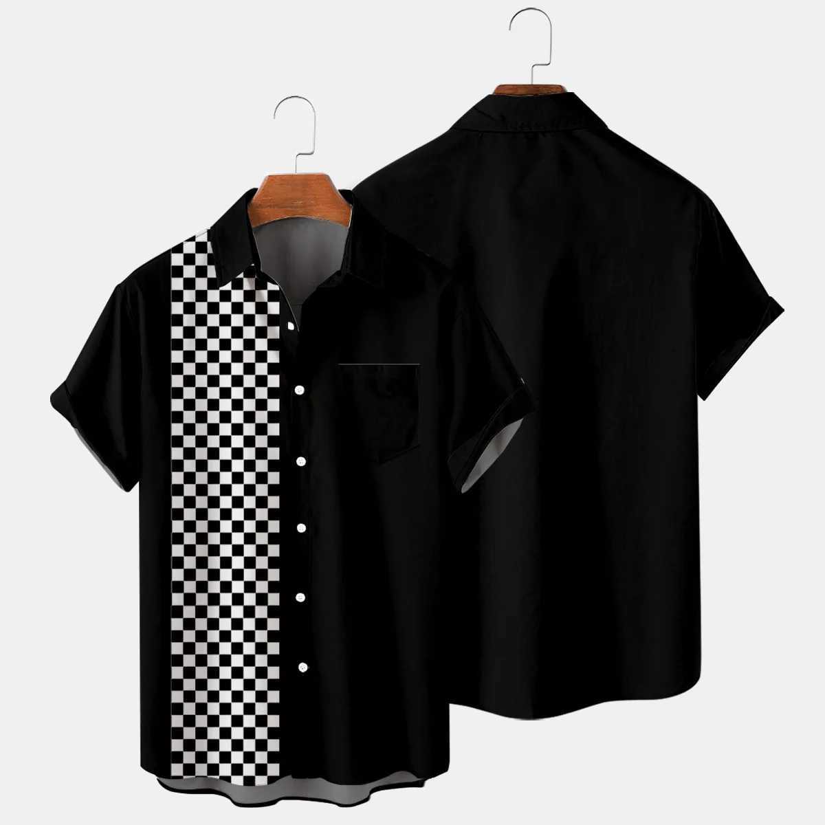 2024 Summer High Quality Black And White Plaid Creative Shirts Mens Noble Simple Style Mens And Womens Shirts Plus Size Mens X250925