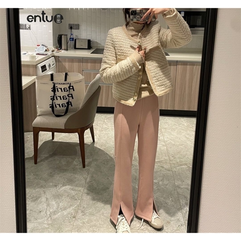 Women's Jackets Women's Small Fragrant Wind Down Knitted Tweed Short Coat Autumn/Winter Thickened Fashion Versatile Tweed Top Women 230912
