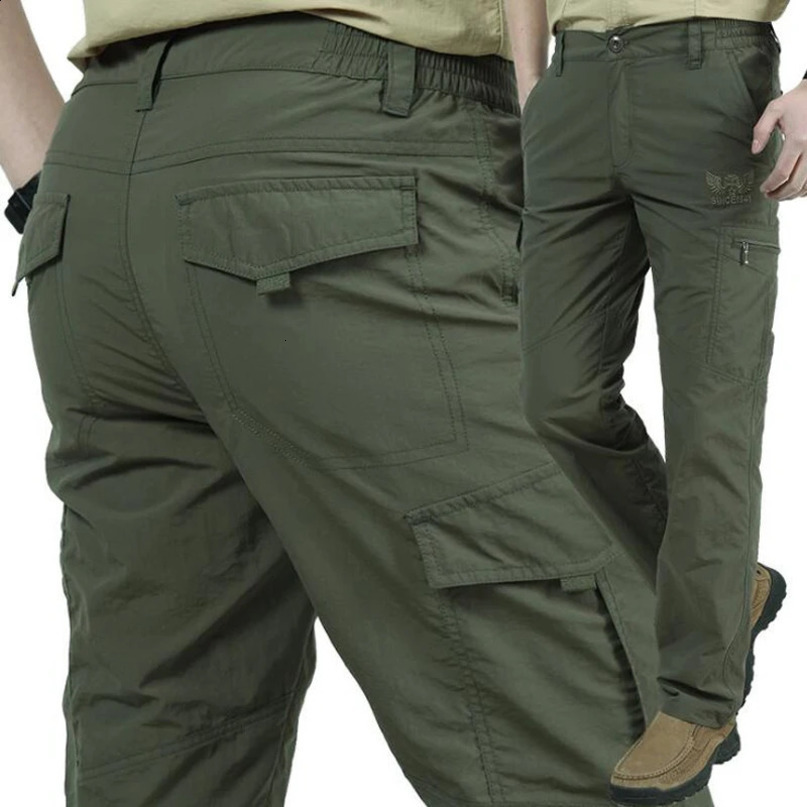 Casual pants mens summer quick drying breathable track cargo jogging fashion sports pocket Trousers 4XL Pantalon 240816