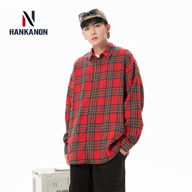 Plaid Shirt with Long Sleeves Loose Fit for Casual Men Harajuku Style Spring and Autumn Brushed Cotton ShirtOversized X250925
