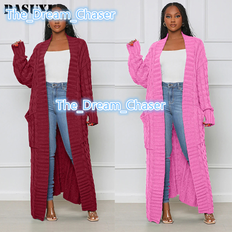 PASUXI Fall Winter Plus Size Womens Sweaters With Pocket Long Cardigan Women 2025 Female Sweater Knitted Cardigan for Women