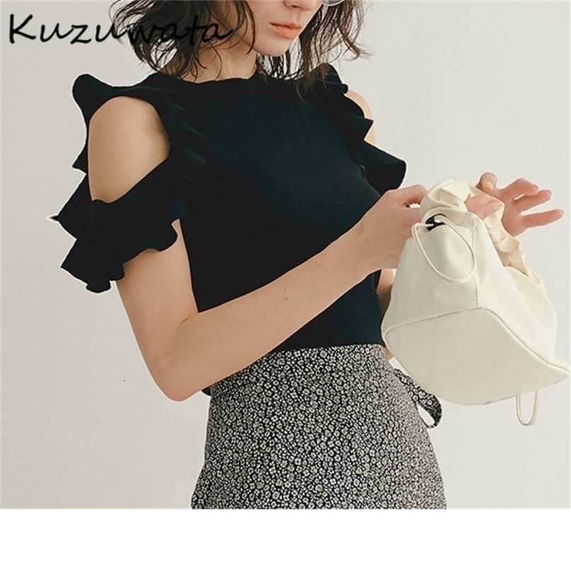 Neploe O Neck Shoulder Strapless Pullover Knit Sweater Women O Neck Pullover Long Sleeve Pull Femme Spring Summer Solid Sueter 210917