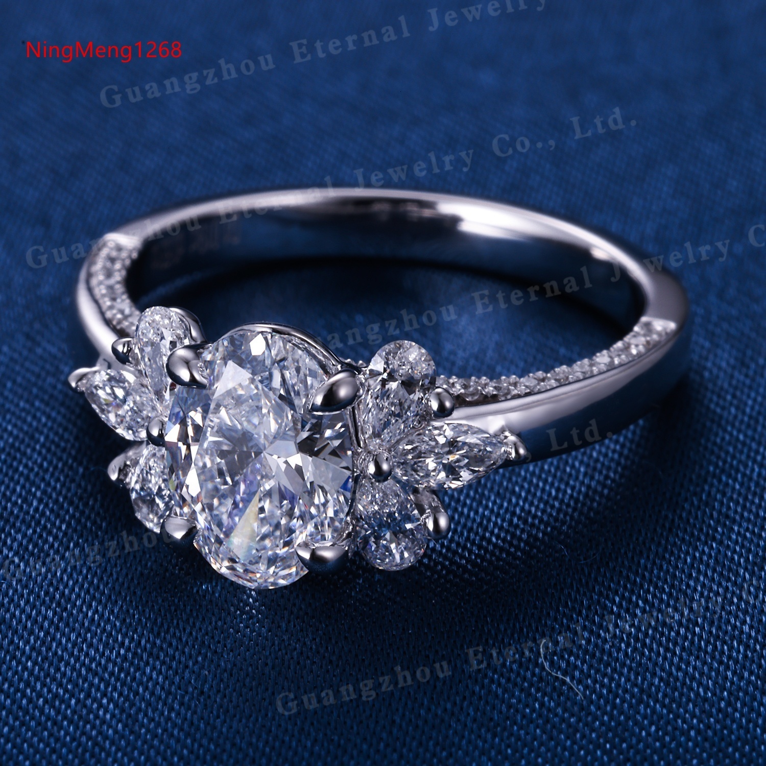 Customized Real IGI HPHT D VVS CVD Oval Cut Lab Grown Diamond Silver 10K 14K 18K Solid Gold Engagement Weddings Ring for Women