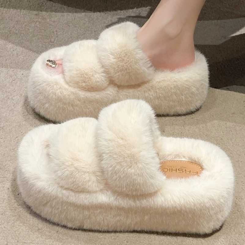 Spring and autumn new spge cake thick bottom increase plush cott slippers women shoes wear home woolen shoesXJ250925