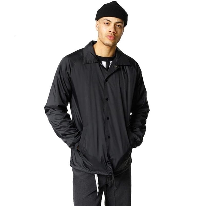 Men's Jackets Nylon hip hop streetwear plain black jacket vintage waterproof lightweight windbreaker for men 220912