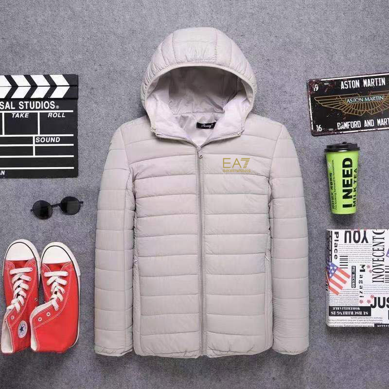 Designer Mens Jacket Down Parkas Hoody Autumn Winter Thin And Light Hoodie Comfortable Windproof Trendy Hooded Warm Cotton Jackets Print EA7 Men Sli