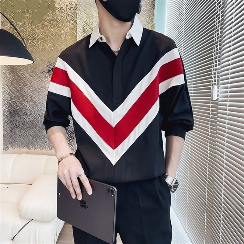 Men's Casual Shirts Fashion Lapel Printed Loose Striped Shirts Men's Clothing Spring Oversized Casual Tops Half Sleeve Korean Shirt 230516