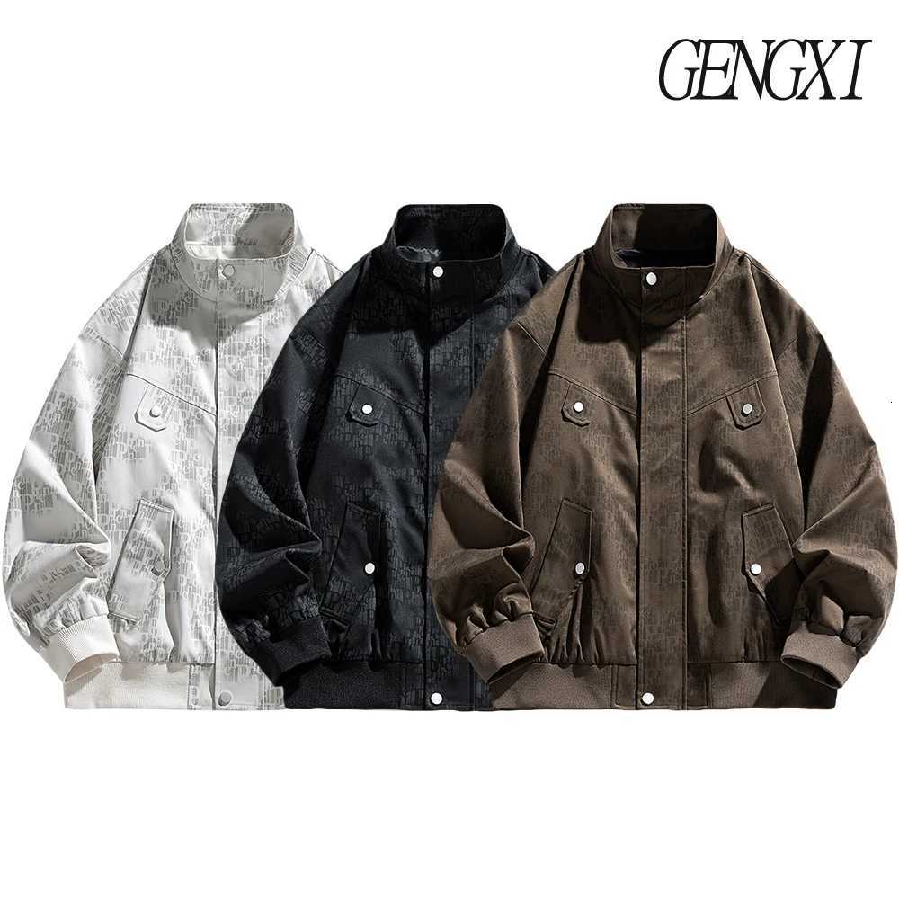 Maillard Style Pilot Jacket New AutumnWinter Mens Letter Print Stand Collar Coat American Vintage MultiPocket Workwear Jacket X250925