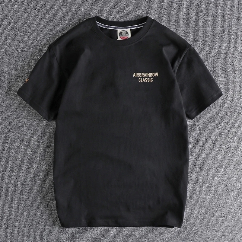 Summer American Retro Short-sleeved O-neck Letter Printed T-shirt Mens Fashion Simple 100% Cotton Washed Casual Sport Tops 240530
