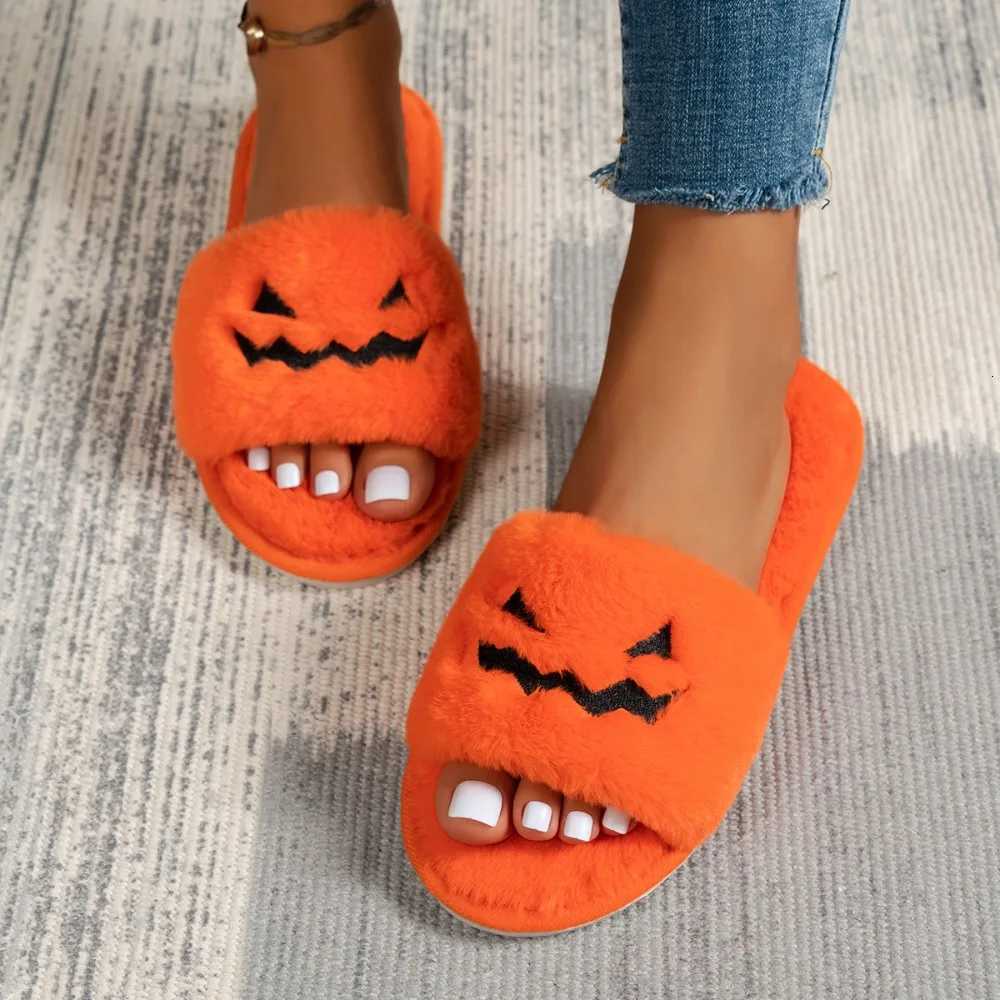 Halloween Autumn Winter Slippers Women Men Warm Fur Cott Home House Shoes Flat Soft AntiSlip Big Size 43 Cozy Indoor OutdoorXJ250925