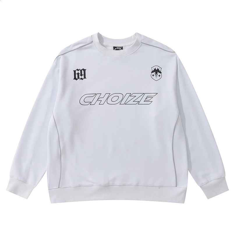 reflective letter printed long sleeved cotton Tshirt unisex staff collar pocket Y2k Ropa Hombre 240822